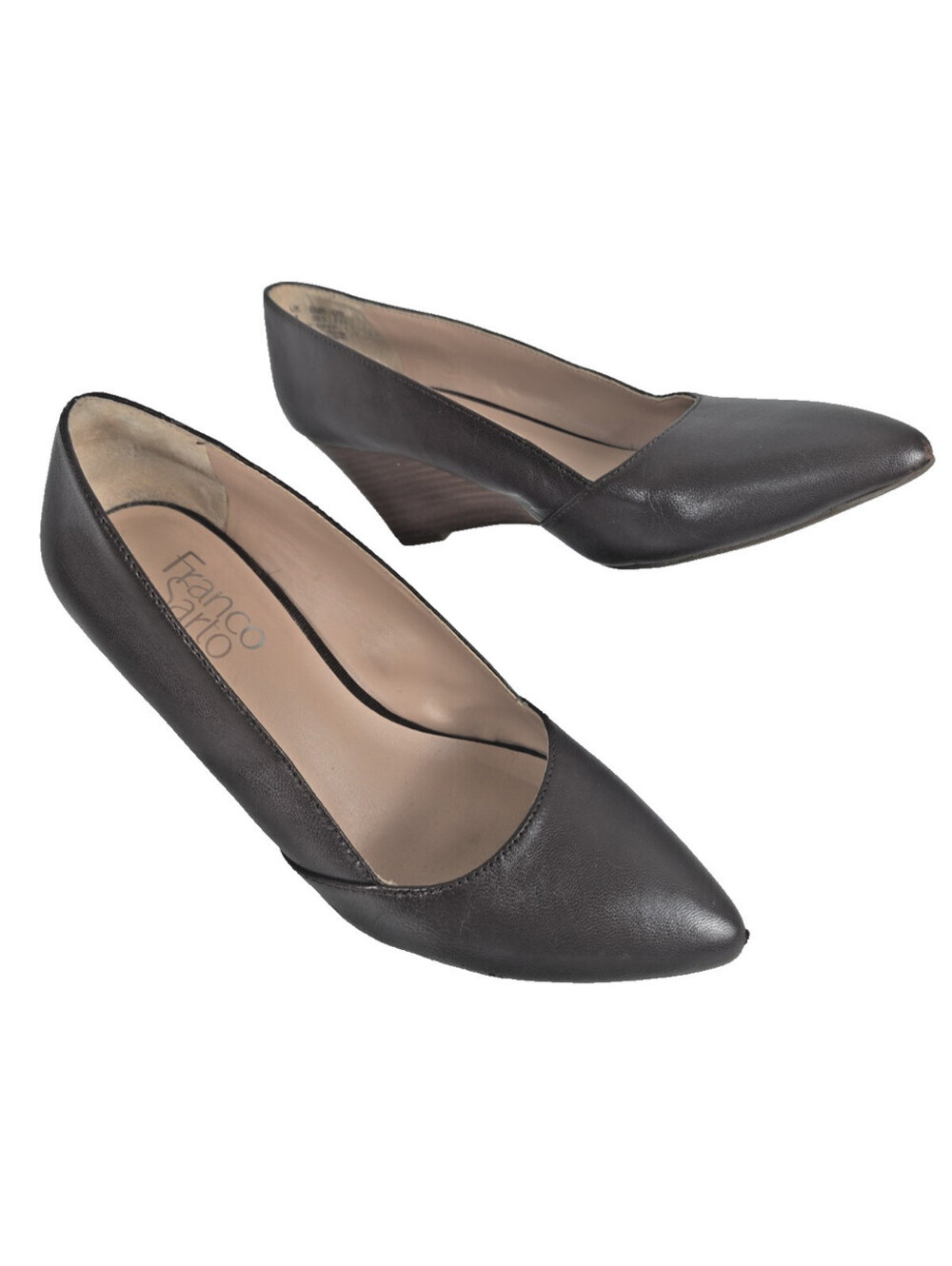 Franco Sarto Frankie Brown Leather Wedge Pointed Toe Pumps Heels Size 6.5 M